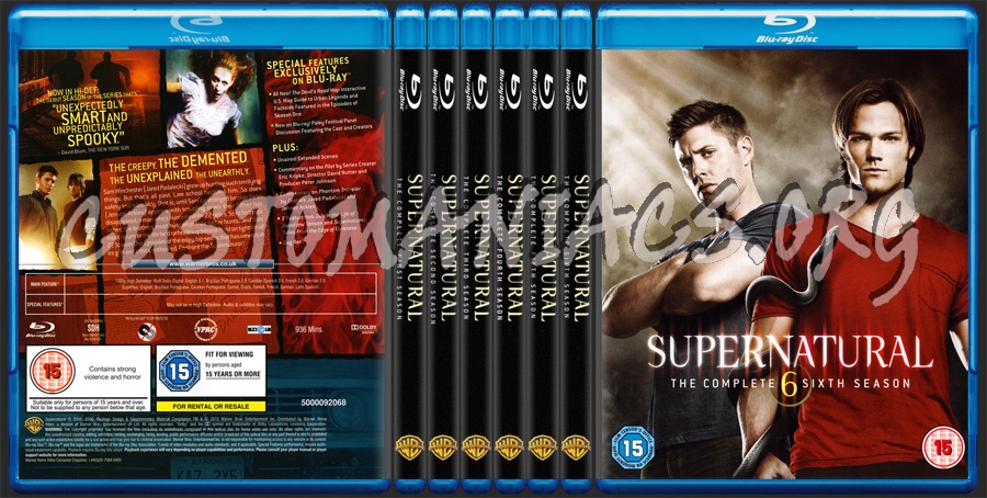 Supernatural Season 1, 2, 3, 4, 5, 6 blu-ray cover