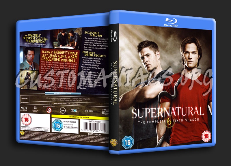 Supernatural Season 1, 2, 3, 4, 5, 6 blu-ray cover