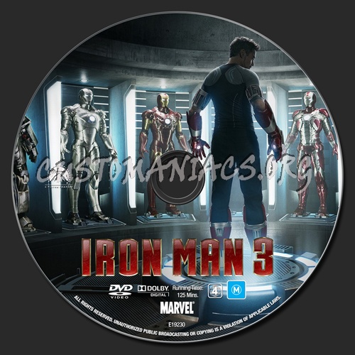 Iron Man 3 dvd label