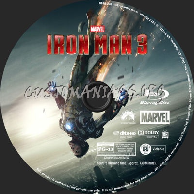 Iron Man 3 blu-ray label