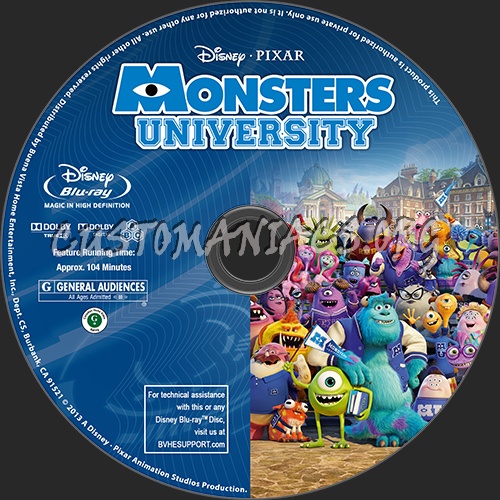 Monsters University blu-ray label