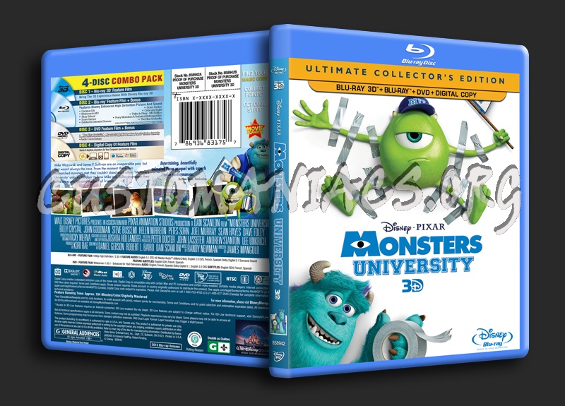 Monsters University 3D/2D blu-ray cover