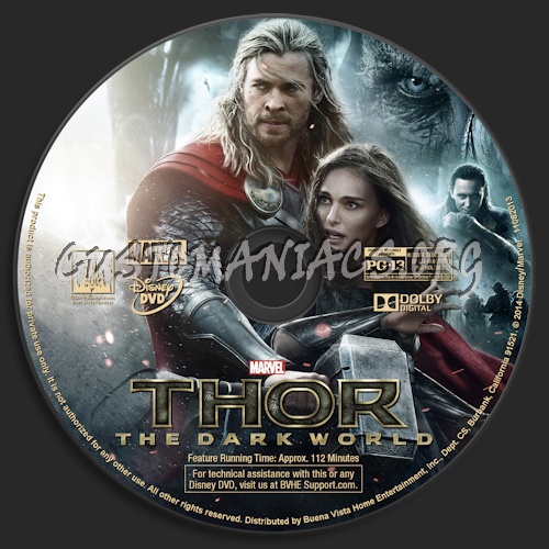 Thor: The Dark World dvd label