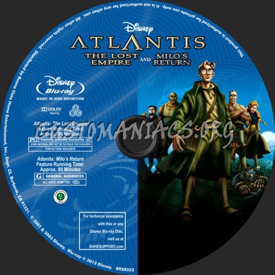 Atlantis: The Lost Empire & Milo's Return blu-ray label