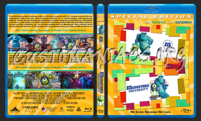 Monsters Inc / Monsters University Double blu-ray cover