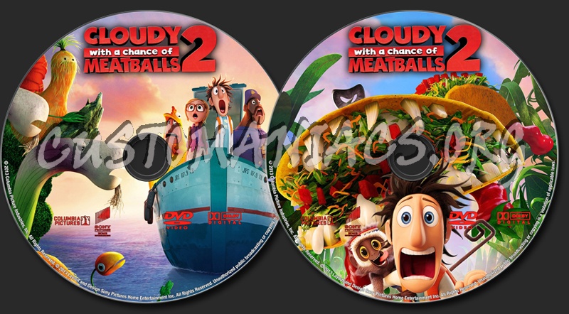 Cloudy With A Chance of Meatballs 2 dvd label