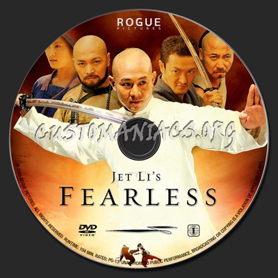 Jet Li's Fearless dvd label
