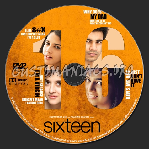 16 (Sixteen) dvd label