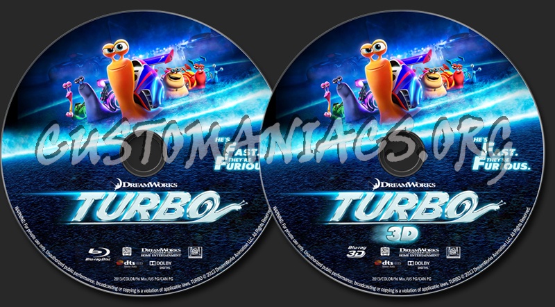 Turbo (2D & 3D) blu-ray label