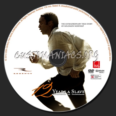 12 Years a Slave dvd label