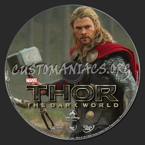 Thor The Dark World (2013) dvd label