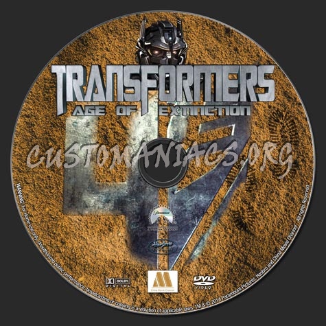 Transformers Age of Extinction 2014 dvd label