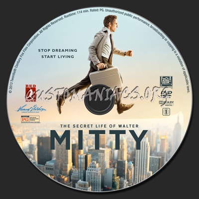 The Secret Life of Walter Mitty dvd label