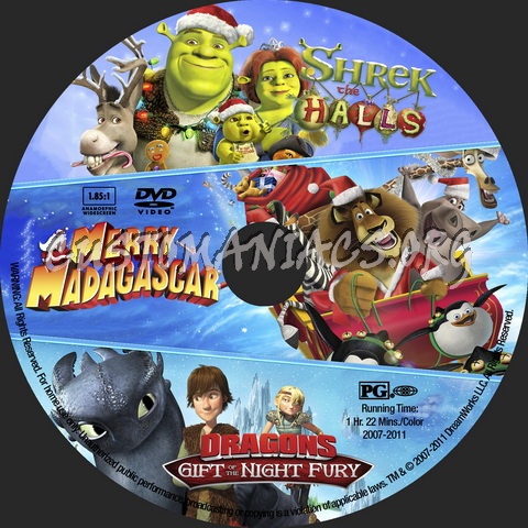 Dreamworks Holidays Classics (Shrek, Madagascar, Dragons: Gift of the Night Fury) dvd label