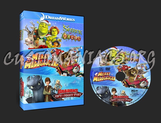 Dreamworks Holidays Classics (Shrek, Madagascar, Dragons: Gift of the Night Fury) dvd label