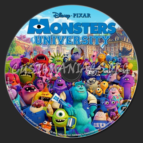 Monsters University 3D (2013) blu-ray label