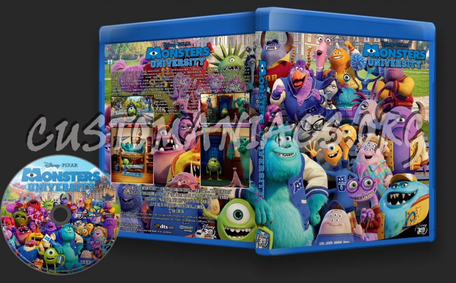 Monsters University 3D (2013) blu-ray cover