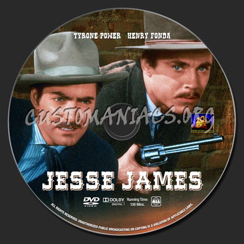 Jesse James (1939) dvd label