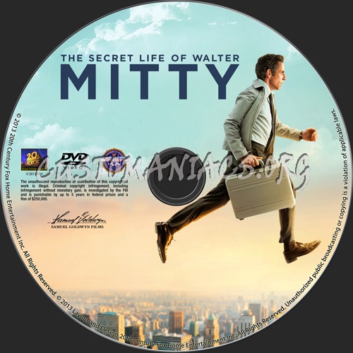 The Secret Life of Walter Mitty dvd label