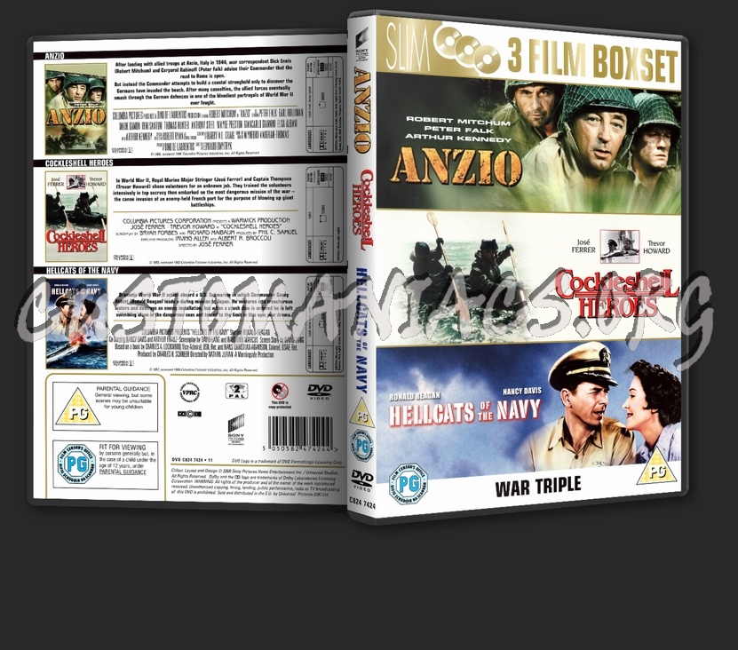 War Triple Box Set: Anzio, Cockleshell Heroes, Hell Cats Of The Navy dvd cover