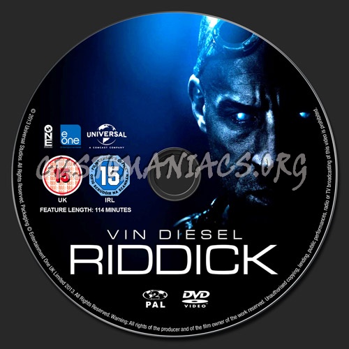 Riddick dvd label