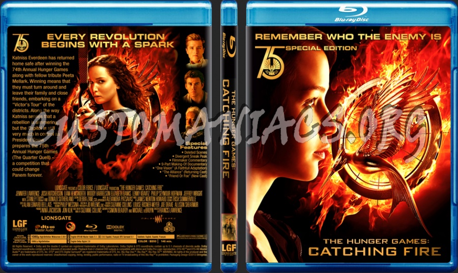 The Hunger Games; Catching Fire blu-ray cover