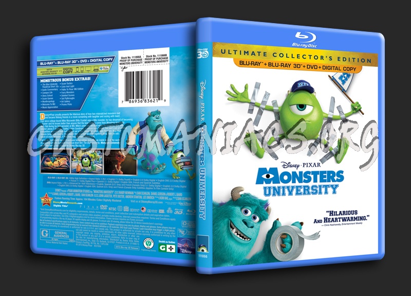 Monsters University 3D blu-ray cover