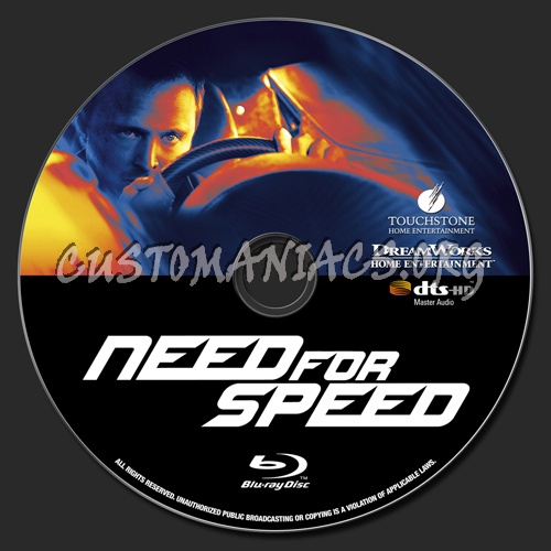 Need For Speed blu-ray label