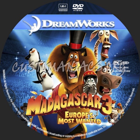 Madagascar 3: Europe's Most Wanted - Animation Collection dvd label