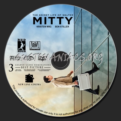 The Secret Life of Walter Mitty dvd label