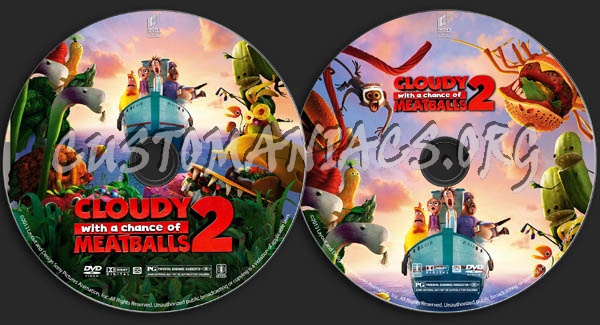 Cloudy with a Chance of Meatballs 2 dvd label