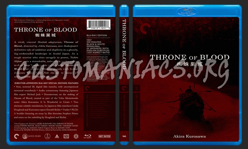 190 - Throne of Blood blu-ray cover