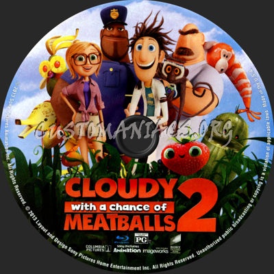 Cloudy With a Chance of Meatballs 2 blu-ray label