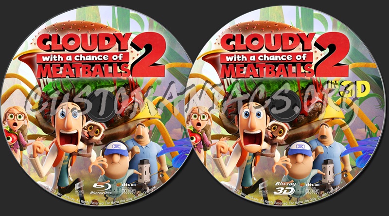Cloudy with a chance of Meatballs 2 (2D+3D) blu-ray label