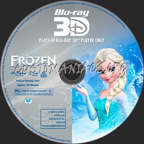 Frozen 3D blu-ray label