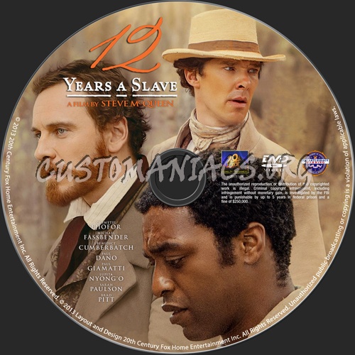 12 Years A Slave dvd label