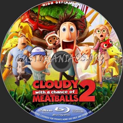 Cloudy With A Chance Of Meatballs 2 blu-ray label