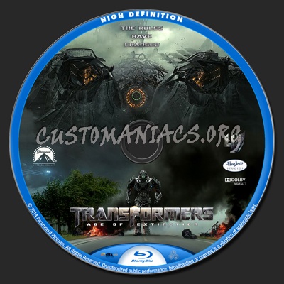 Transformers: Age of Extinction blu-ray label