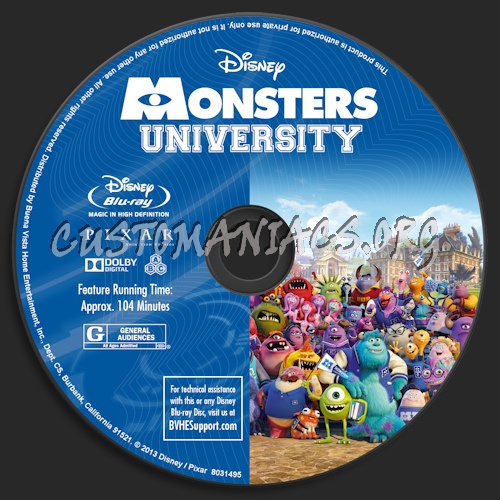 Monsters University blu-ray label