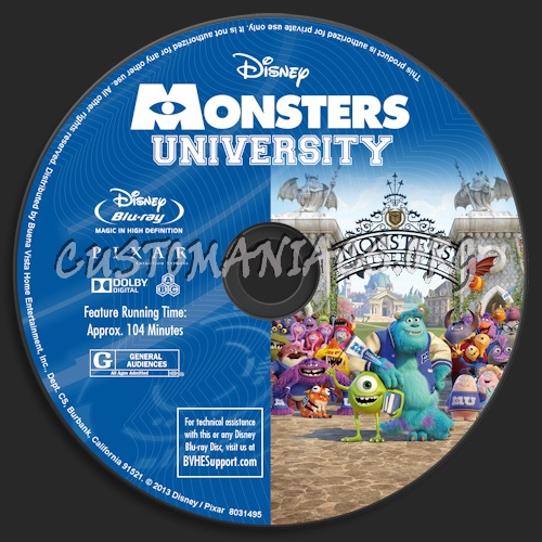 Monsters University blu-ray label