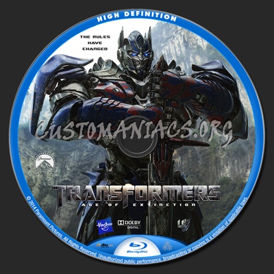 Transformers: Age of Extinction blu-ray label