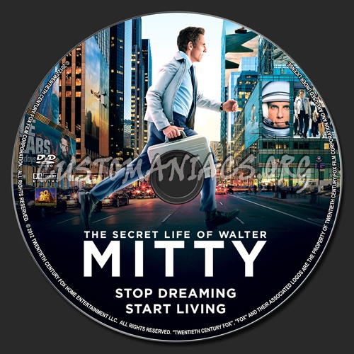 The Secret Life of Walter Mitty dvd label