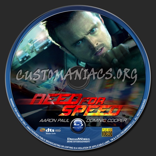 Need For Speed blu-ray label