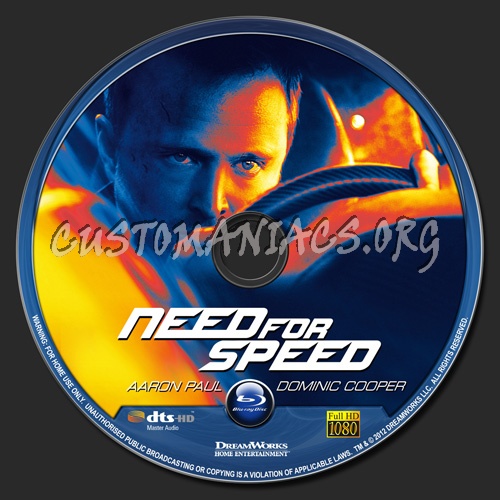 Need For Speed blu-ray label