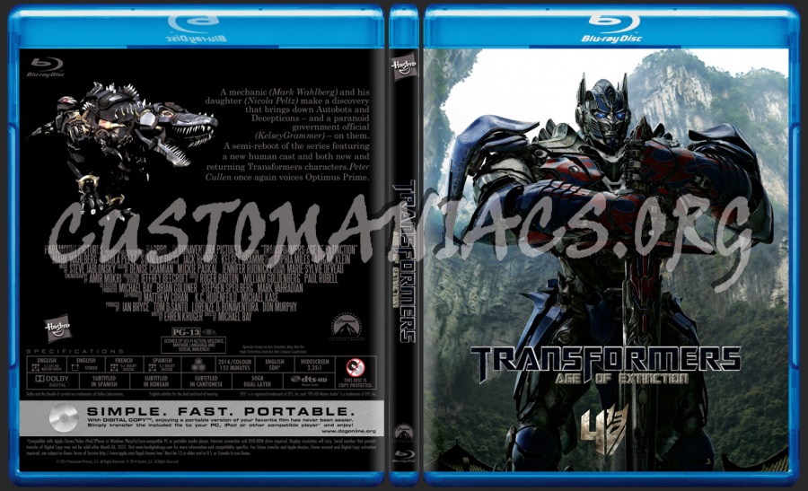 Transformers:Age of Extinction blu-ray cover