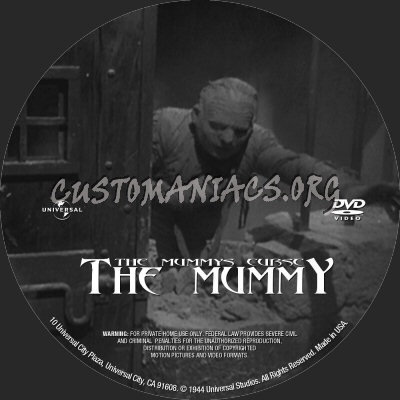 The Mummy's Curse dvd label