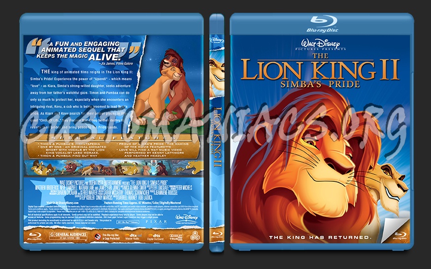 The Lion King 2: Simba's Pride blu-ray cover