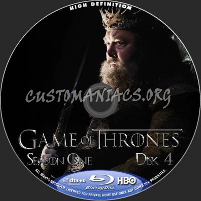 Game Of Thrones Season 1 blu-ray label