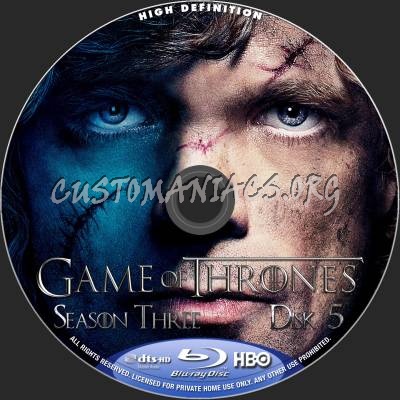 Game Of Thrones Season 3 blu-ray label