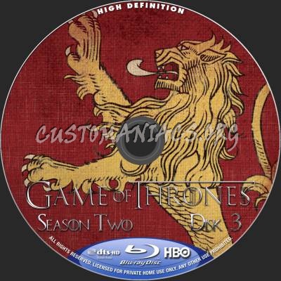 Game Of Thrones Season 2 blu-ray label